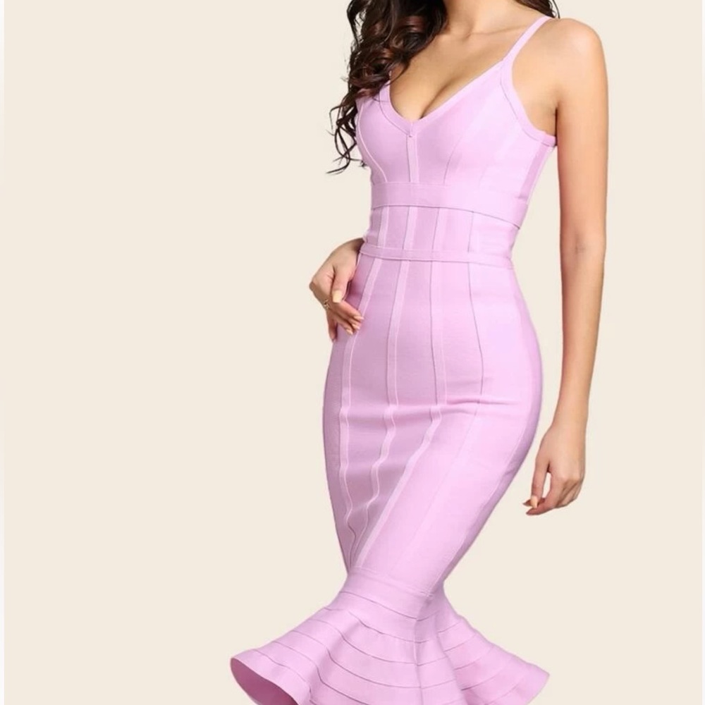Pink Fishtail Bandage Bodycon Dress